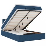 Cumpara ieftin Pat otoman cu saltea si LED-uri, albastru, 120x190cm, textil