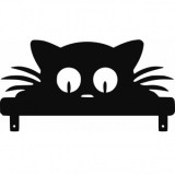 Decoratiune perete Krodesign Garden Cat, negru, 26 x 50 x 1.5 cm, VivaTechnix