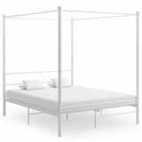 Cadru de pat cu baldachin, alb, 160x200 cm, metal GartenMobel Dekor, vidaXL