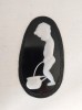 Semn placuta indicator WC toaleta baie vechi anii 70-80, plastic, baiat la olita
