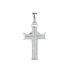 Pandantiv argint 925, JW1275, model cruce, placat cu rodiu