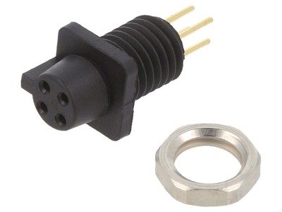 Conector circular mamă 4 pini, THT foto