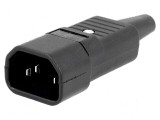 Conector alimentare AC 10A 250VAC IEC 60320 mufă tată drept