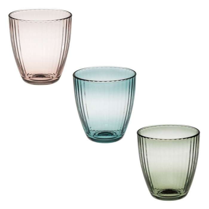 Pahare Sticlă, Set 3 Bucăți, Model Deluxe, Multicolor, Capacitate 280ml
