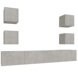 Cumpara ieftin Set dulapuri TV, 6 piese, gri beton, lemn prelucrat