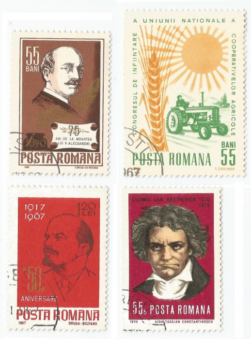 Rom&acirc;nia, LP 614/1965; LP 622/1966; LP 660/1967; LP 748/1970, 4 serii obliterate