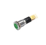 Indicator LED plat de panou din alama, 12mm, pini 6.3mm, verde, 12-24V DC, IP67, FL1M-12FJ-1-GREEN