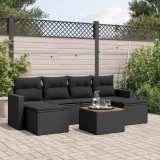 Cumpara ieftin Set canapele de grădină cu perne, 7 piese, negru, poliratan