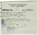 Romania, Casa Centrala a Asigurarilor Sociale, Casa Constructiilor, Chitanta, Bucuresti, 1939