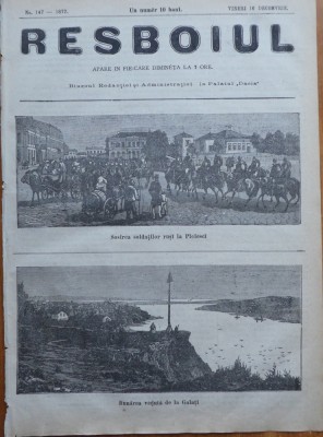 Ziarul Resboiul, nr. 147, 1877, Soldati rusi la Ploiesti; Dunarea la Galati foto