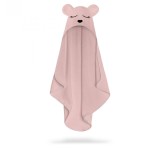 Prosop din fibra de bambus cu gluga pentru bebelusi si copii, Teddy Sepia Rose, marimea S 85x90cm