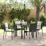 vidaXL Set 4 scaune grădină cu pernă cu pernă 5 pcs Negru 80 x 80 x 73 cm