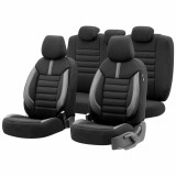 Huse scaune auto universale Otom Limited 102 Black/Grey 3-ZIP, set pentru majoritatea masinilor, cusatura Airbag certificata, bancheta spate cu