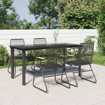 vidaXL Set mobilier de grădină, 5 piese, negru, ratan PVC foto