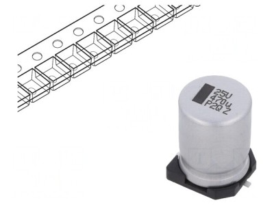 Condensator electrolitic SMD 470uF 25V 10x10x14mm foto