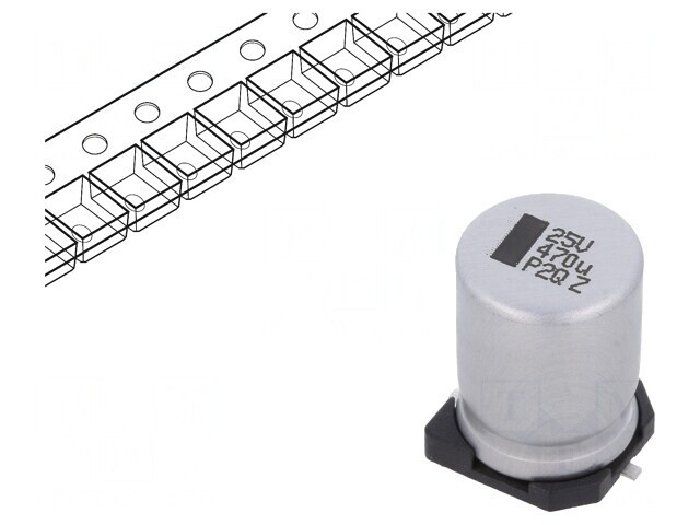 Condensator electrolitic SMD 470uF 25V 10x10x14mm