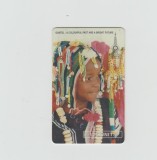 bnk card Cartele telefonice - Gambia - Gamtel - Young Girl in Colourful Dress (Old Schlumberger Logo) - Col:GM-GAM-0012A, MV :GAM-10