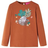 Tricou pentru copii cu m&acirc;neci lungi, coniac, 128, vidaXL