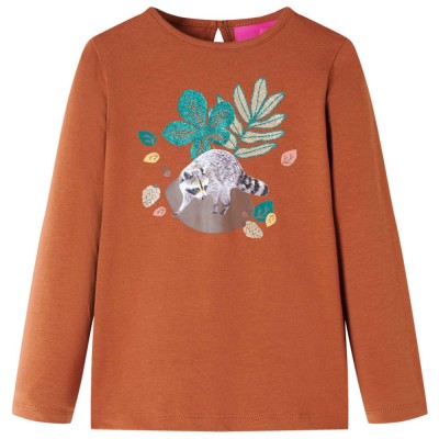 Tricou pentru copii cu m&amp;acirc;neci lungi, coniac, 128 foto