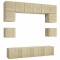 Set de dulapuri TV, 8 piese, stejar sonoma, lemn prelucrat