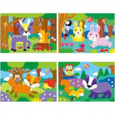 Set 4 puzzle-uri - Animalute din padure (2, 3, 4, 5 piese) foto