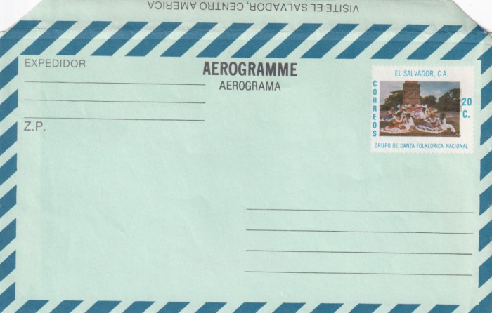 FILATELIE TEMATICA - PLIC EL SALVADOR TEMATICA AVION AVIOANE AVIATIE AEROGRAM