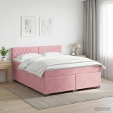 Cumpara ieftin Pat boxspring cu saltea cu headboard Roz 160 x 200 cm Catifea
