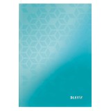 Caiet de birou Leitz WOW, carton laminat, coperta dura, certificare FSC, reciclabil, A5, 80 coli, matematica, turcoaz