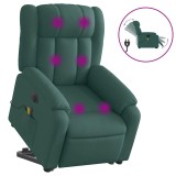 Cumpara ieftin Fotoliu electric masaj rabatabil / ridicare verde inchis textil