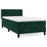 Cumpara ieftin Pat box spring cu saltea, verde inchis, 80x200 cm, catifea