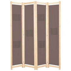 vidaXL Paravan de cameră cu 4 panouri, maro, 160x170x4 cm, textil