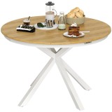 Outsunny Masă de grădină rotundă &Oslash; 118 cm cadru din aluminiu pentru balcon, verandă, terasă, tec | Aosom Romania