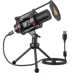 Microfon gaming cu condensator Maono PM471TS, 192KHZ 24BIT, pentru streaming live, USB