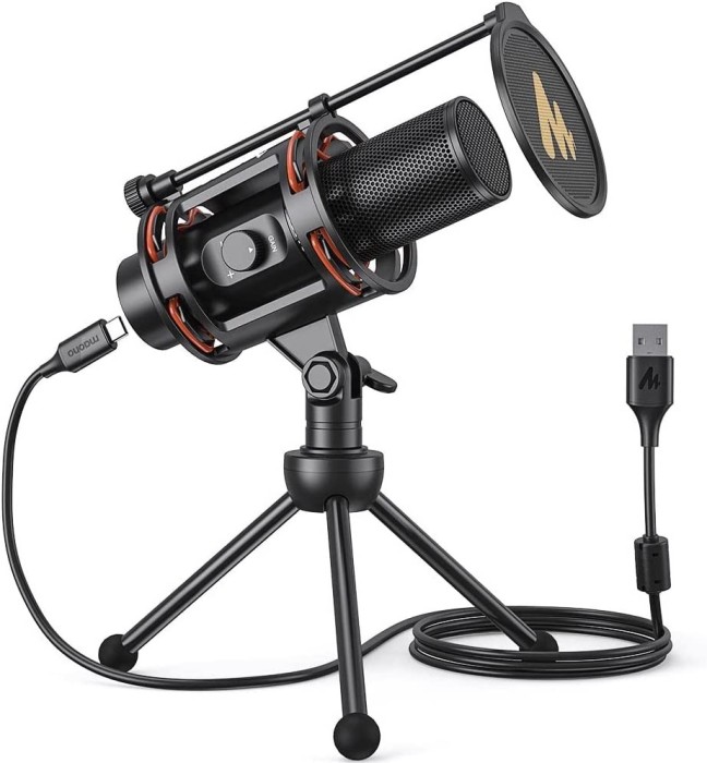 Microfon gaming cu condensator Maono PM471TS, 192KHZ 24BIT, pentru streaming live, USB