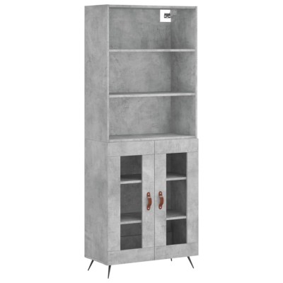 Dulap inalt, gri beton, 69,5x34x180, lemn compozit foto