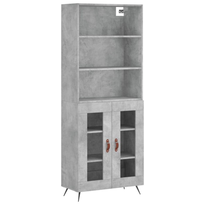 Dulap inalt, gri beton, 69,5x34x180, lemn compozit
