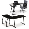Birou de Colt ModernHome Negru, 148x48 cm, PJJCT0136, Structura Metalica, Blat Laminat Mat