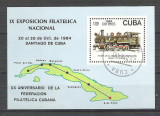 Cuba 1984 Trains, UPU, perf. sheet, used AA.023, Stampilat