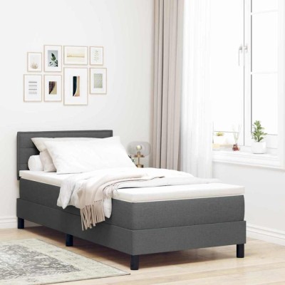 vidaXL Pat boxspring cu saltea Gri &amp;icirc;nchis 100 x 200 cm țesătură 3338588 foto
