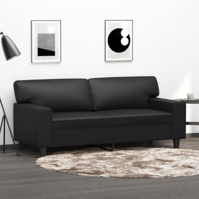 vidaXL Canapea cu 2 locuri, negru, 140 cm, piele ecologică foto