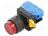 Comutator apăsare 22mm roșu IDEC IP65 LED 24V
