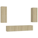 Cumpara ieftin Set de dulapuri TV, 4 piese, stejar sonoma, lemn prelucrat
