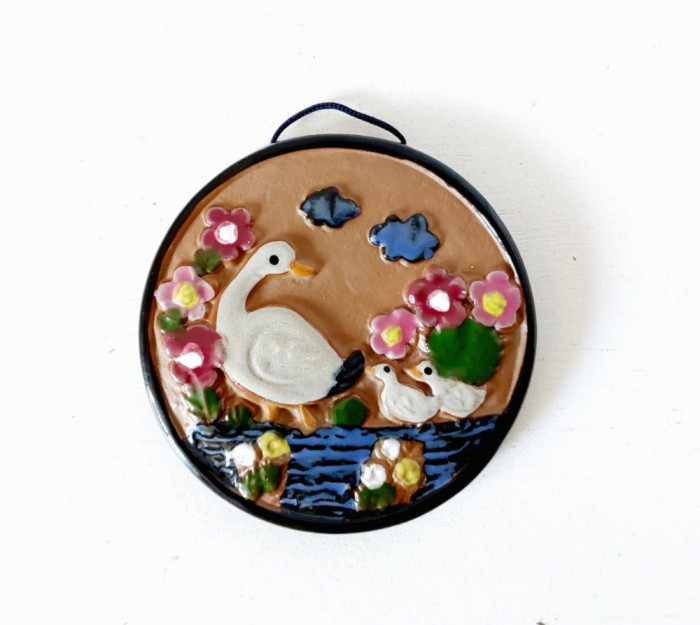 Placa ceramica decorativa cu rate ratuste Blumen-u. Bastellaube, 9cm diametru