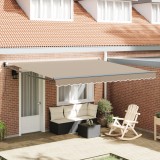 Marchiza Retractabila Manuala vidaXL Bej 400x300cm Poliester, Protectie UV si Apa, Copertina Gradina, Balcon, Terasa