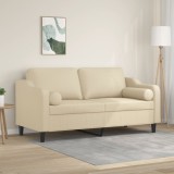 VidaXL Canapea cu 2 locuri cu pernuțe, crem, 140 cm, textil 3200847