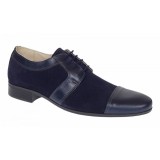 Pantofi barbati eleganti din piele naturala intoarsa cu piele box Bleumarin 1006BLM