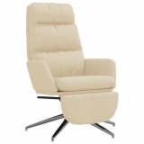Cumpara ieftin Scaun de relaxare cu taburet, crem, material textil