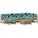 Set mobilier de gradina cu perne, 7 piese, lemn de pin tratat