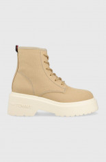 Tommy Jeans tenisi LACE UP FESTIV BOOTS femei, culoarea bej, EN0EN02133 foto