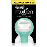 Wilkinson Sword Intuition 2in1 Soap &amp; Shave Sensitive aparat de ras + rezervă 6 bucati